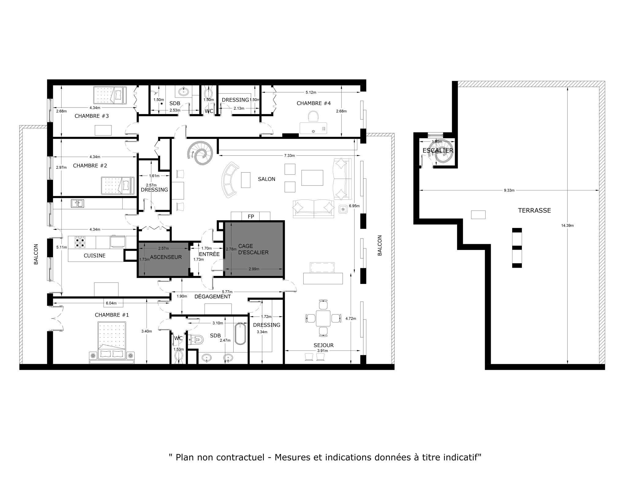 APPARTEMENT - ROOFTOP - TERRASSES - CARRE D'OR - 13008 MARSEILLE