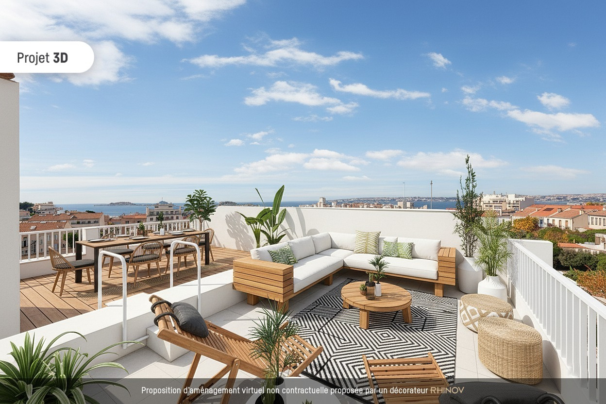 APPARTEMENT - T3 - TOIT TERRASSE - VUE MER ET NOTRE DAME - 76M2 - BOMPARD - 13007 MARSEILLE