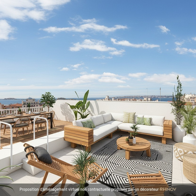 APPARTEMENT - T3 - TOIT TERRASSE - VUE MER ET NOTRE DAME - 76M2 - BOMPARD - 13007 MARSEILLE
